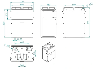 Rekuperator Hg Hava House 300 z nagrzewnicą 0,5 kw ne-ws | Otowent.pl