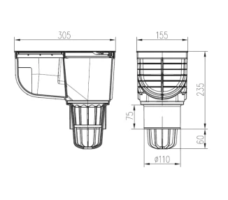 Osadnik rynnowy boczny 110 mm - regulowany 75-125 | Otowent.pl