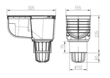 Osadnik rynnowy boczny 110 mm - regulowany 75-125 | Otowent.pl