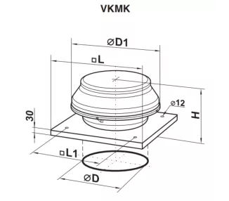 Wentylator dachowy VKMK 150 555m3/h