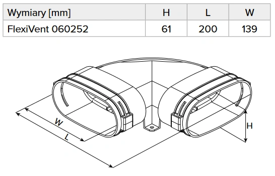 Kolano poziome 90° Rekuperacja - System Owalny FLAT 52x117 mm pol_pl_Kolano-poziome-90-Rekuperacja-System-Owalny-FLAT-52x117-mm-5103_7