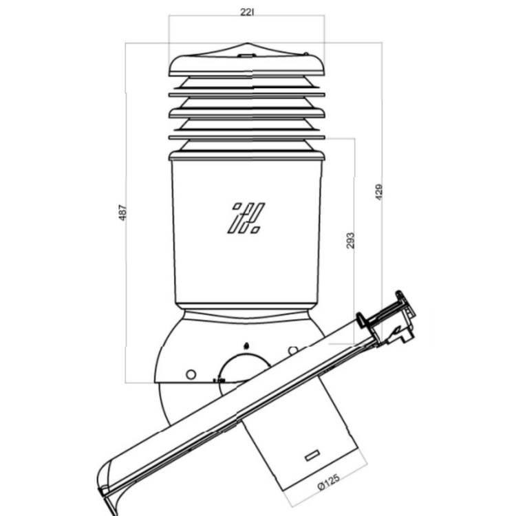 Kominek wentylacyjny IZOLOWANY do dachówki ALEGRA 9 CIEMNOBRĄZOWA ANGOBA fi125