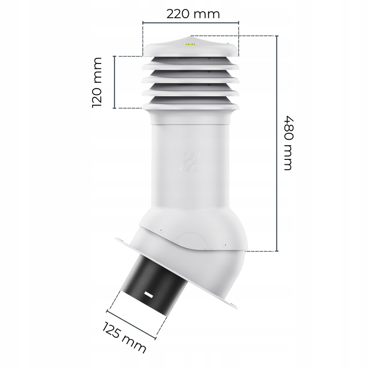 Kominek wentylacyjny WYRZUTNIA do pokryć płaskich JASNOSZARY fi125
