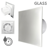 Wentylator łazienkowy dRim fi125 (HS+TS) + FRONT SZKŁO Satynowe srebro