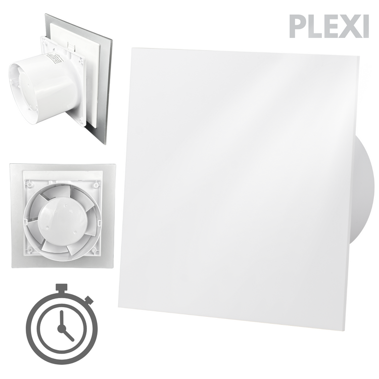 Wentylator łazienkowy dRim fi125 (TS) + FRONT PP Biały połysk