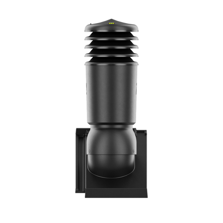 Kominek wentylacyjny IZOLOWANY do dachówki BERGAMO CZARNA GLAZUROWANA fi125