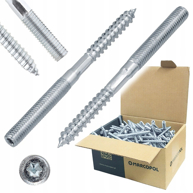 Szpilka dwustronna gwint do drewna metryczny TORX | 1szt. | M8x150 mm
