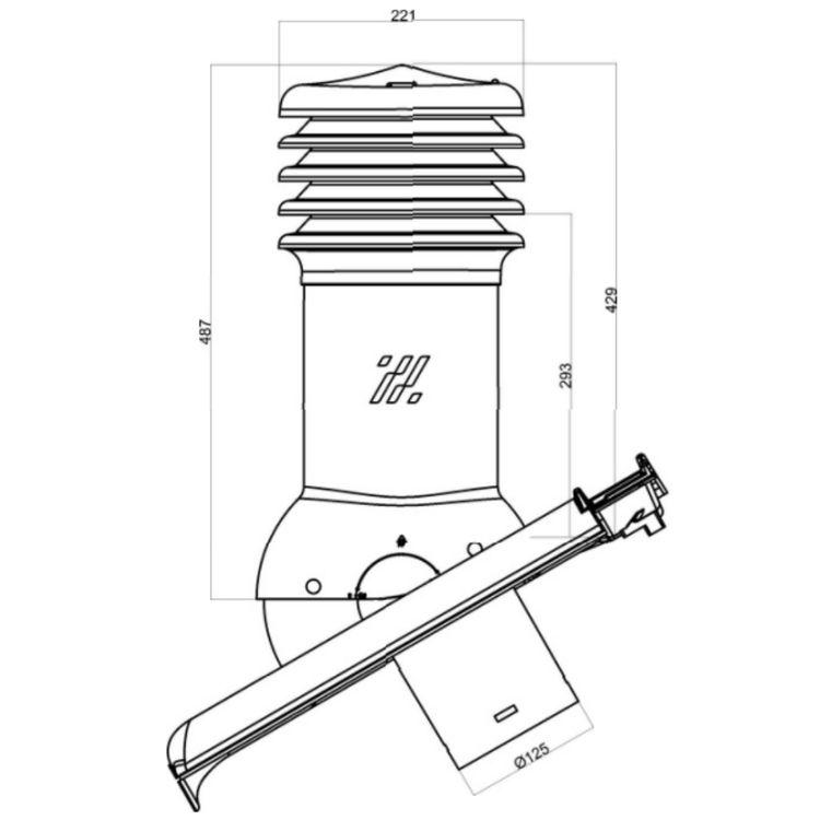 Kominek wentylacyjny do dachówki HEIDELBERG PLANAR BRĄZOWY fi125