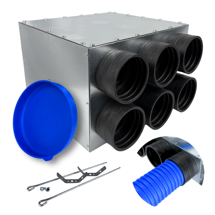 Skrzynka rozdzielcza rozdzielacz przelotowy wentylacja fi200 / 6x90mm