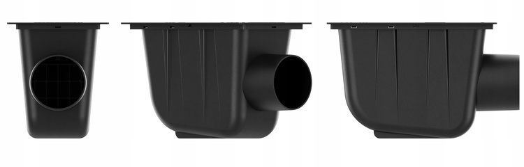 Osadnik Rynnowy Boczny JASNOSZARY do Rur Kwadratowych z kratką rewizyjną fi110 