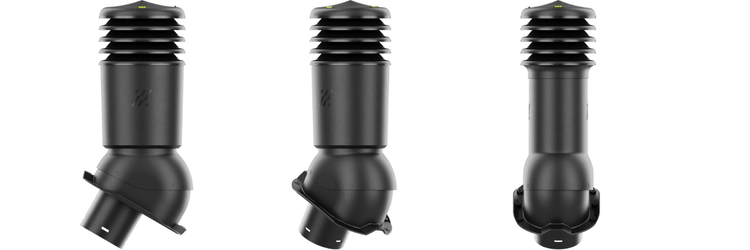 Kominek Wentylacyjny IZOLOWANY WYRZUTNIA fi150mm do blachy trapezowej  T18 CZARNY RAL 9005