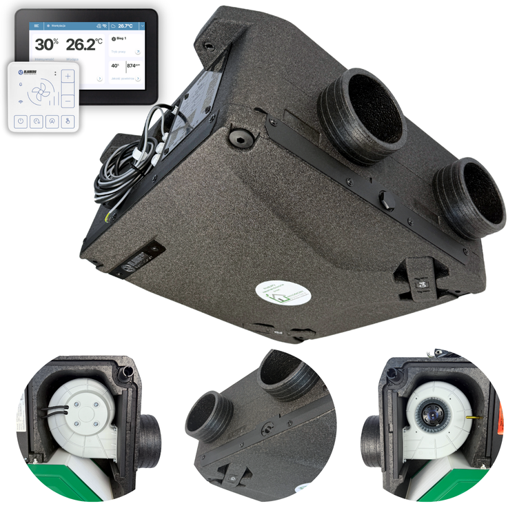 Rekuperator Blauberg Reneo-Fit D 100 VG - EPP + BIAŁY PANEL STERUJĄCY