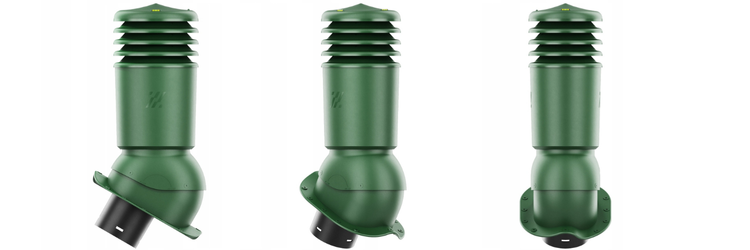 Kominek Wentylacyjny IZOLOWANY WYRZUTNIA fi150mm - Do Każdej Blachodachówki ZIELONY RAL 6020