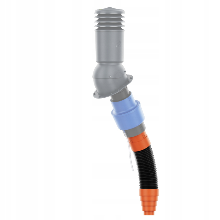 Rura przyłączeniowa do WYRZUTNI kominków wentylacyjnych fi125 dł. 60cm  + REDUKCJA 125/110/100/75 mm