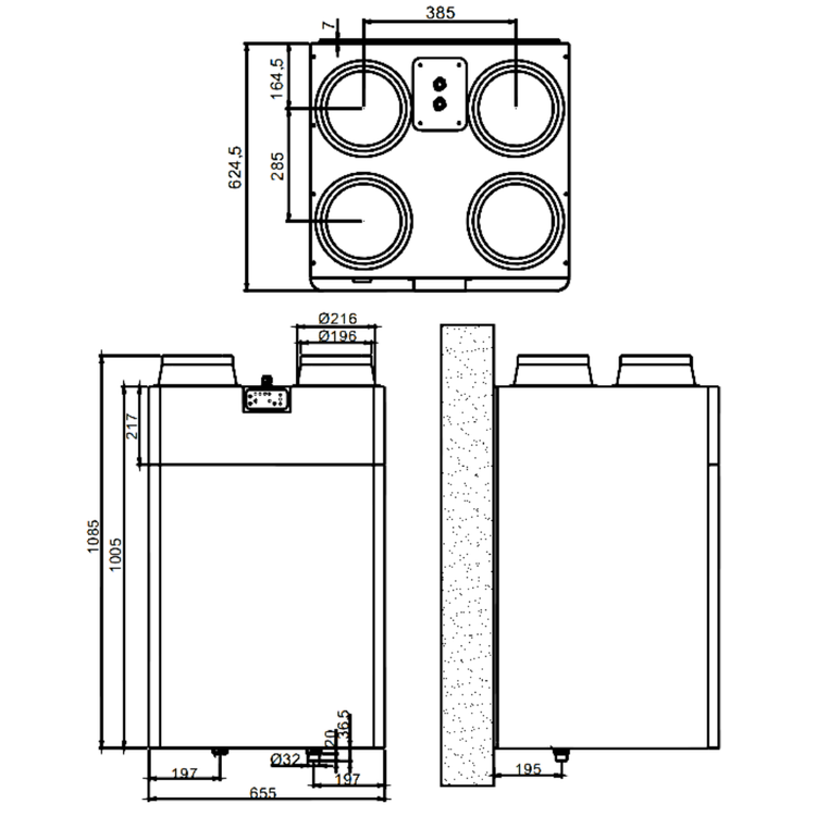Rekuperator Reventon VERTIC ENTHALPY 500 m3/h - wymiennik entalpiczny