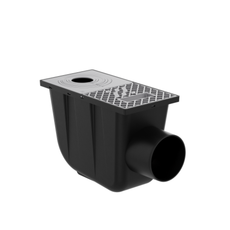 Osadnik Rynnowy Boczny JASNOSZARY do Rur Okrągłych z kratką rewizyjną fi110