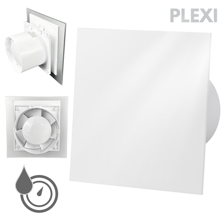 Wentylator łazienkowy dRim fi125 (HS+TS) + FRONT PP Biały połysk