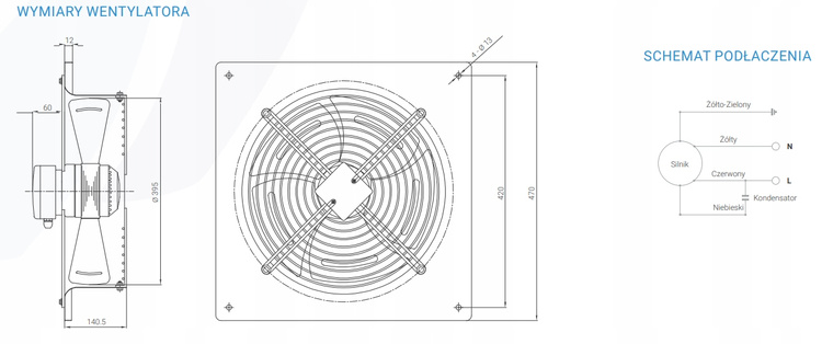 Wentylator Osiowy Ścienny Wyciągowy FPT 400 400mm