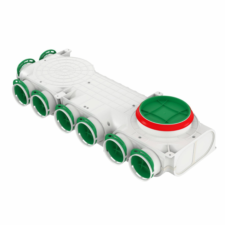 SKRZYNKA ROZDZIELCZA ROGOWA PRAWA ROZDZIELACZ REKUPERACJA fi200 / 8x75 mm