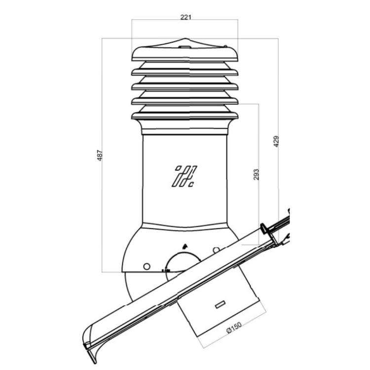 Kominek wentylacyjny do dachówki PALEMA BRĄZOWY fi150