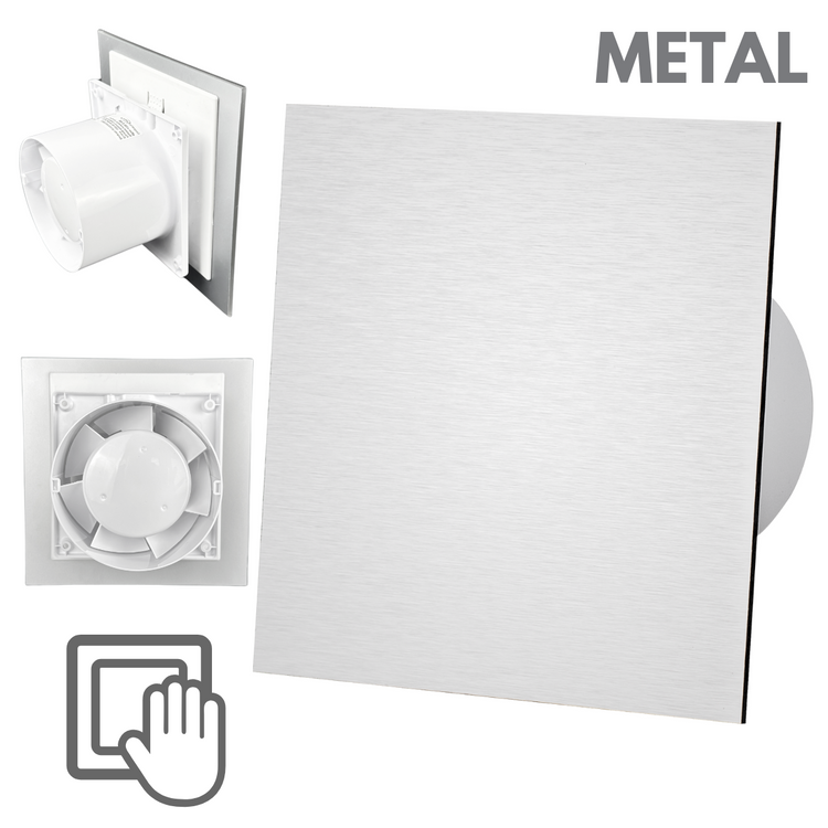 Wentylator łazienkowy dRim fi125 (S) + FRONT PP Szczotkowane srebro