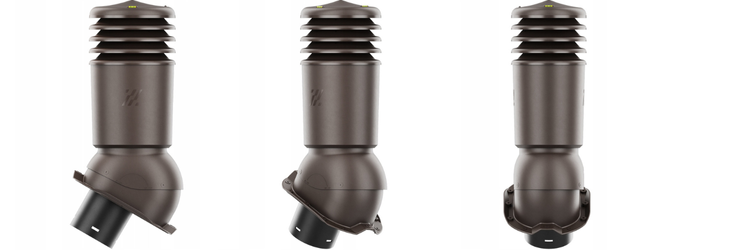 Kominek Wentylacyjny IZOLOWANY WYRZUTNIA fi125mm do blachy trapezowej  T18 CIEMNY BRĄZOWY RAL 8019