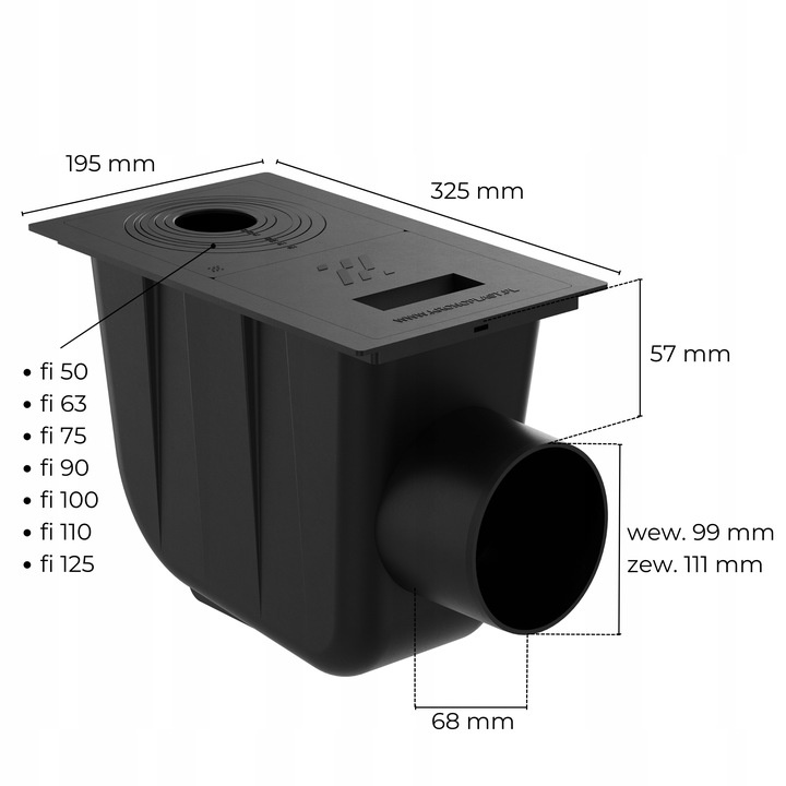 Osadnik Rynnowy Boczny JASNOSZARY do Rur Okrągłych z klapką rewizyjną fi110 