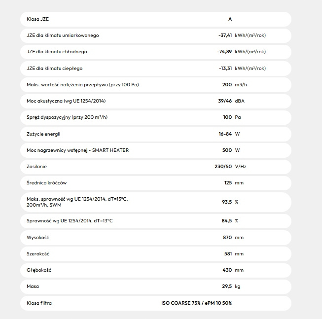 Rekuperator WANAS Black 300V Centrala wentylacyjna - 300 m3/h