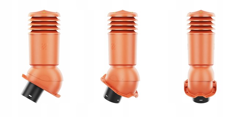 Kominek Wentylacyjny IZOLOWANY WYRZUTNIA fi125mm do blachy trapezowej  T18 CEGLASTY RAL 8004