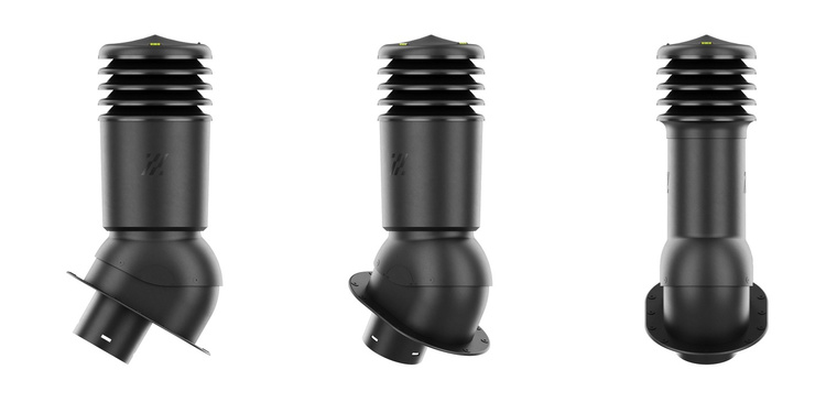 Kominek wentylacyjny IZOLOWANY WYRZUTNIA do pokryć płaskich CZARNY fi125