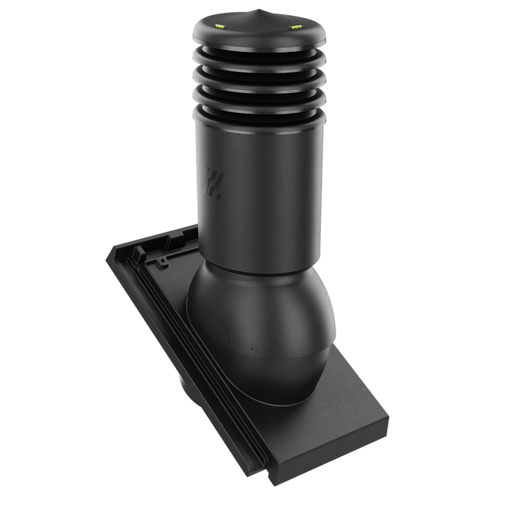 Kominek wentylacyjny IZOLOWANY do dachówki DOMINO CZARNA/MATOWA GLAZURA fi125