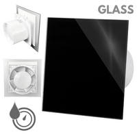 Wentylator łazienkowy dRim fi125 (HS+TS) + FRONT SZKŁO Czarny połysk