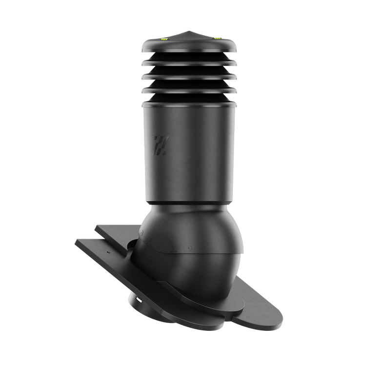 Kominek wentylacyjny IZOLOWANY do dachówki KARPIÓWKI CZARNY RAL 9005 fi150
