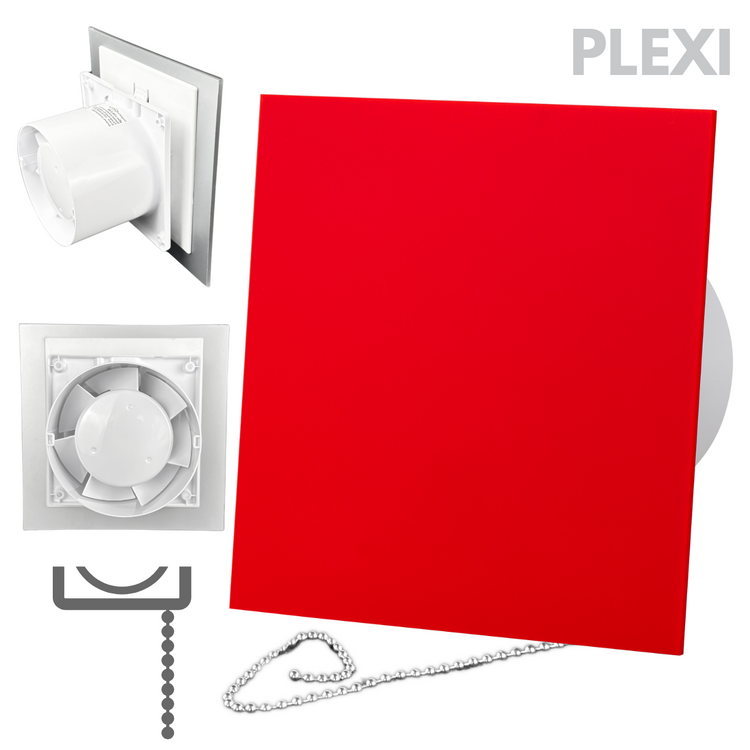 Wentylator łazienkowy dRim fi100 (PS) + FRONT PP Czerwony