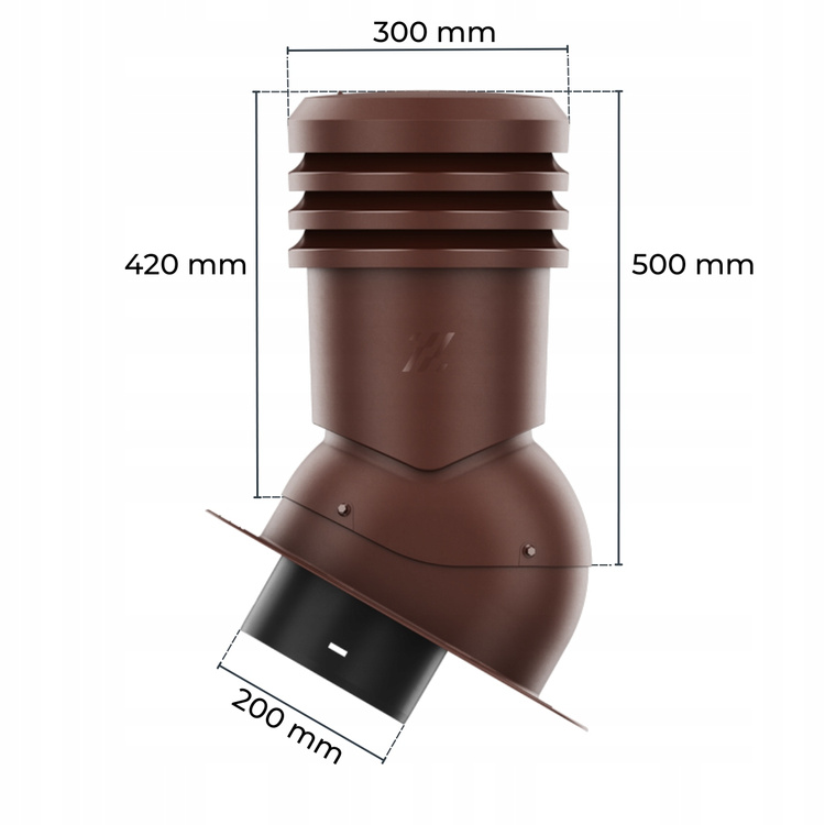 WYRZUTNIA DACHOWA IZOLOWANA kominek RAL8017 fi200