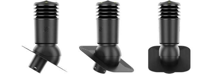 Kominek Wentylacyjny IZOLOWANY WYRZUTNIA fi125mm pod gont/pape CZARNY RAL 9005