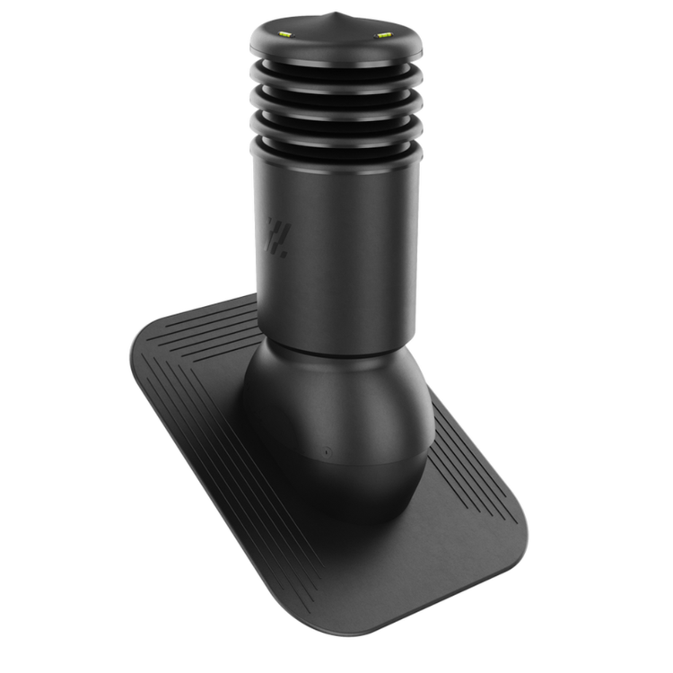 Kominek Wentylacyjny IZOLOWANY WYRZUTNIA fi125mm pod gont/pape CZARNY RAL 9005