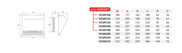 Czerpnia powietrza ścienna kratka wentylacyjna fi 125 kolor: GRAFIT