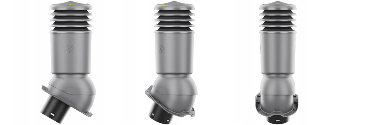 Kominek Wentylacyjny IZOLOWANY WYRZUTNIA fi125mm do blachy trapezowej T18 GRAFIT RAL 7024