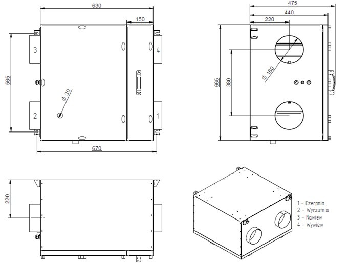 REKUPERATOR Centrala wentylacyjna HAVA TEMIZ 300 podwieszana z nagrzewnicą wstepną