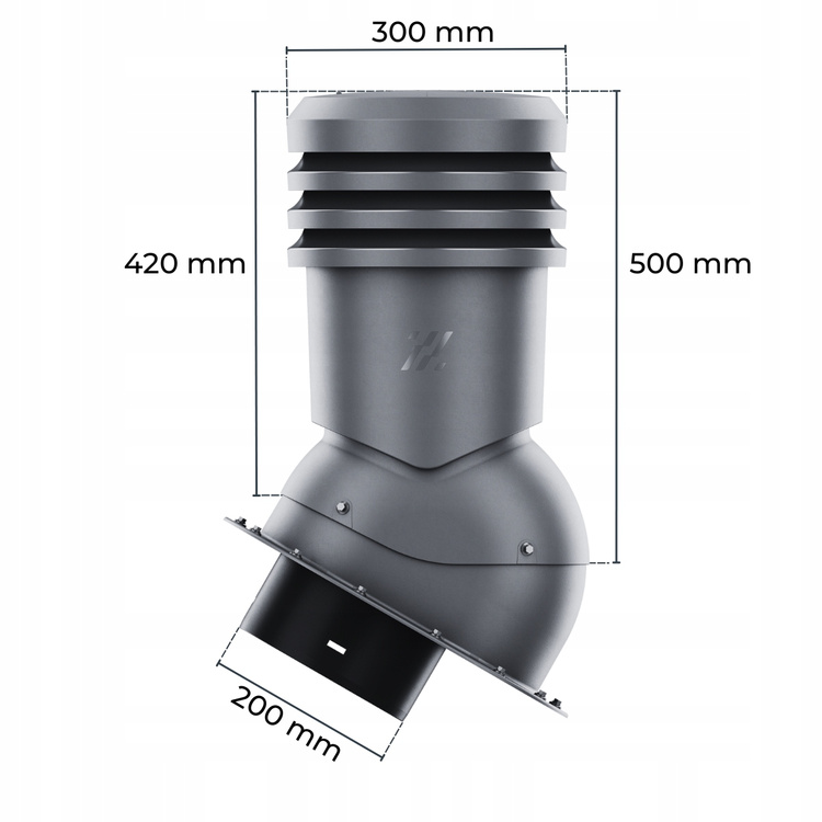 WYRZUTNIA DACHOWA IZOLOWANA kominek wentylacyjny pod gont/papę RAL7016 fi160 + RURA