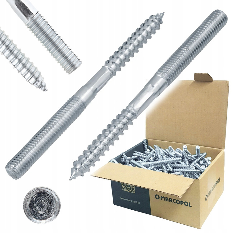 Szpilka dwustronna gwint do drewna metryczny |100 szt.| M8x300 mm