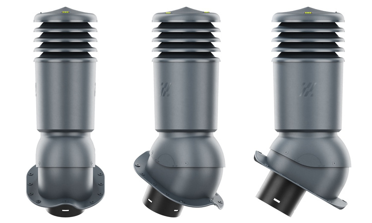 Kominek wentylacyjny IZOLOWANY WYRZUTNIA do pokryć płaskich ANTRACYT fi150