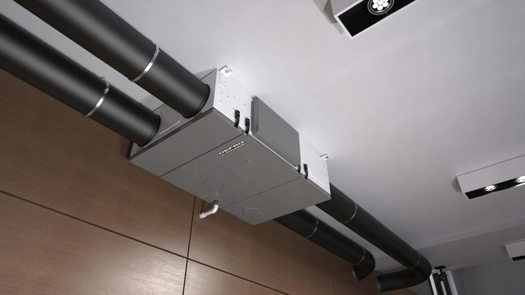 Rekuperator DEFRO DRX F 350 m3/h Podwieszany - nagrzewnica + panel sterowania