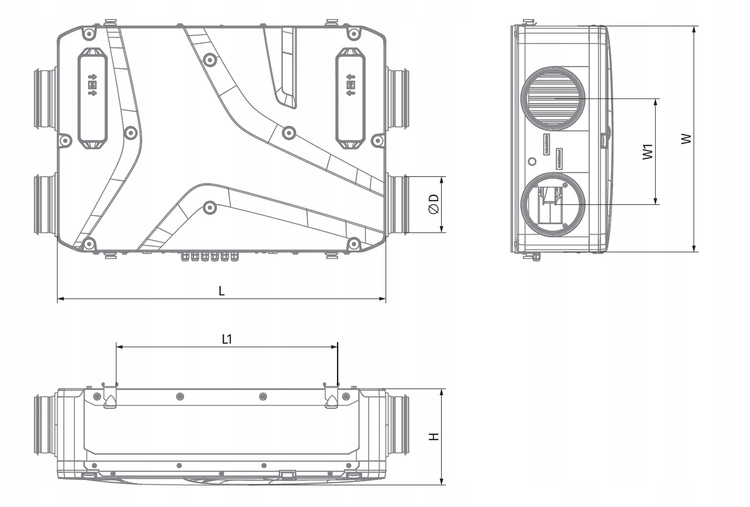 REKUPERATOR Centrala Blauberg Reneo-Fit D 240 VG - NAGRZEWNICA + EPP + BIAŁY PANEL STERUJĄCY