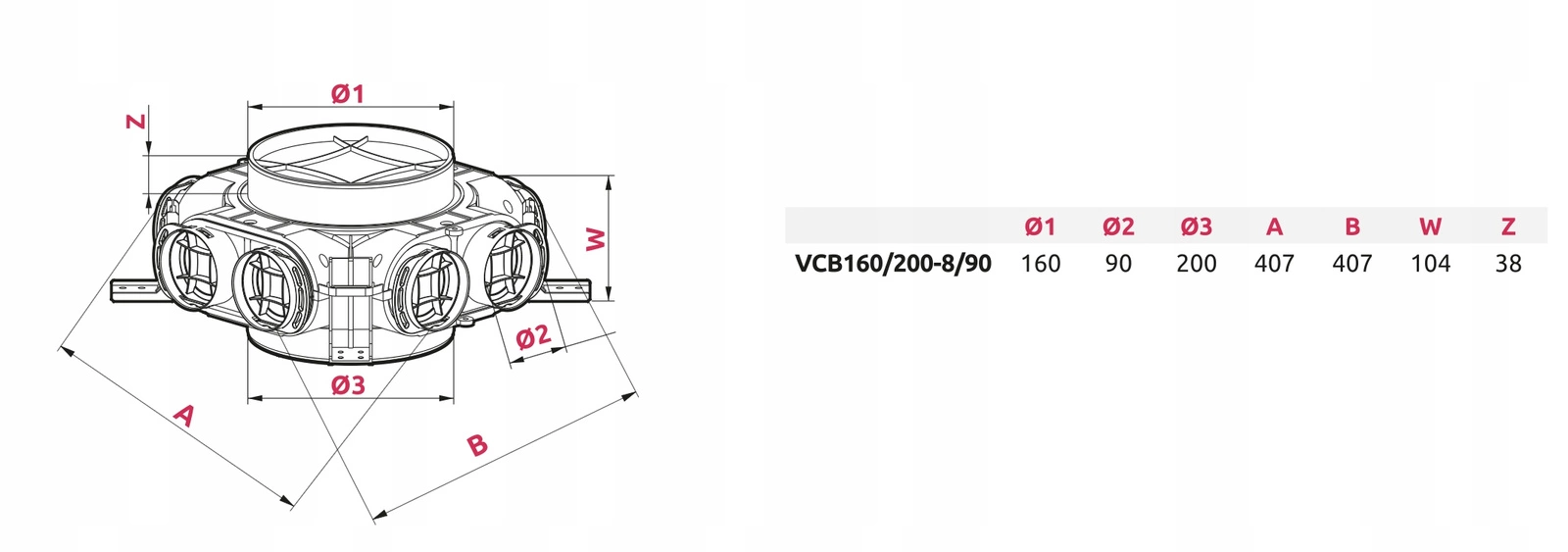 SKRZYNKA ROZDZIELCZA PRZELOTOWA ROZDZIELACZ REKUPERACJA fi 200/160 mm / 8x90 mm pol_pl_SKRZYNKA-ROZDZIELCZA-PRZELOTOWA-ROZDZIELACZ-REKUPERACJA-fi-200-160-mm-8x90-mm-4843_9