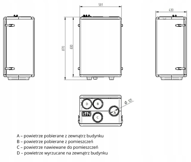 Rekuperator WANAS BLACK 300V XF Centrala wentylacyjna - 300 m3/h