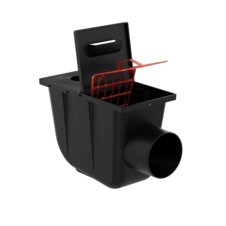 Osadnik Rynnowy Boczny CZARNY do Rur Okrągłych z klapką rewizyjną fi110