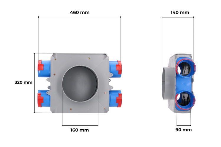 SKRZYNKA ROZDZIELCZA 4x90/160 REKUPERACJA FLEX