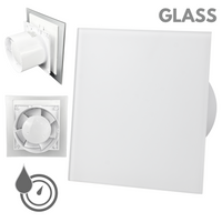 Wentylator łazienkowy dRim fi125 (HS+TS) + FRONT SZKŁO Biały mat